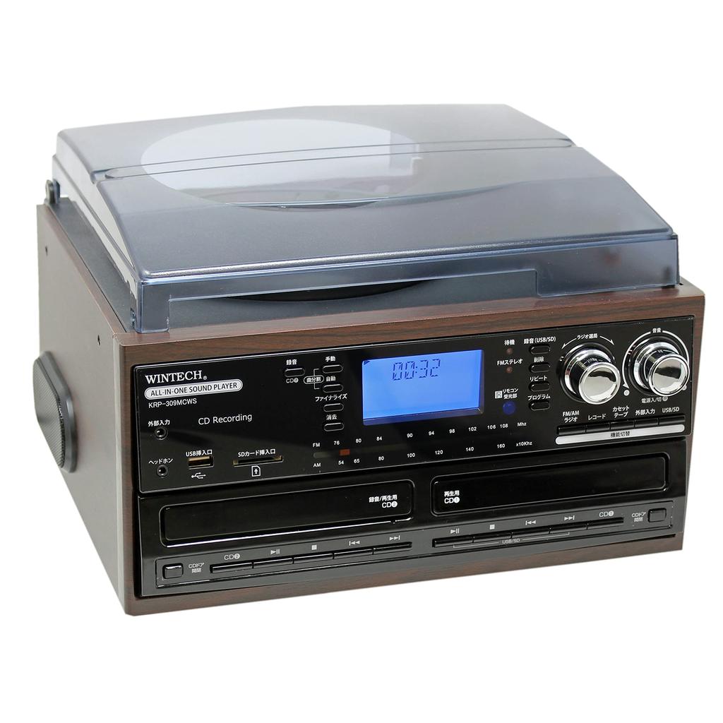 WINTECH Double CD with Speaker Writing Player Brown X Black W325xD293xH207mm (CD Compatible) Multi-audio KRP-309MCWS