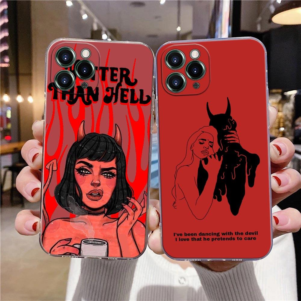 Прозрачный чехол для телефона Apple iPhone 12 11 13 Pro Max mini XS X XR 7 8 Plus SE, чехлы Hotter Than Hell, сексуальная женщина-дьявол