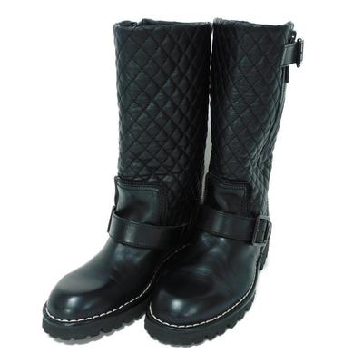 Подержанный Matelasse COCO Mark Engineer G28566 7900 34" Стеганый Боковая Молния Инженерный Ремень, Размер 8,3" (10097) CC Mark Black