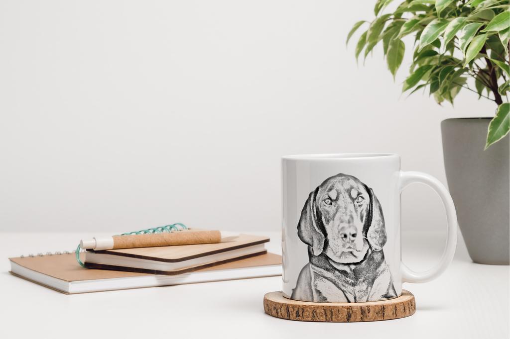 Black and Tan Coonhound I - cup with a dog, cup with a photo, personalized gift from the Art-Dog brand
