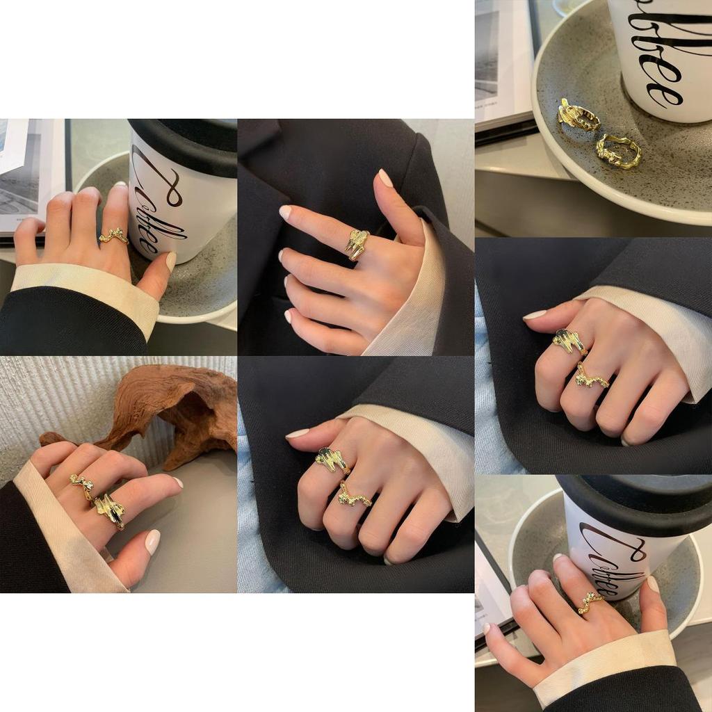 Elegant Korean Style S925 Open Adjustable Ring For Women With Unique Geometric Design