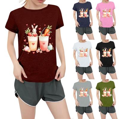 Женская повседневная футболка с круглым вырезом и короткими рукавами с принтом