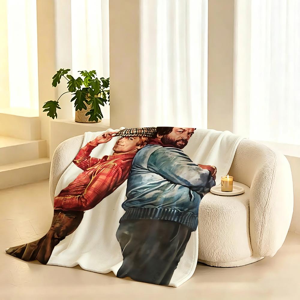 Terence Hill and Bud Spencer Actors Throw 240g flannel blanket, suitable for sofas, beds, offices,  exquisite gift blankets