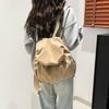 Pleated Drawstring Backpack Flap Sports Shoulders Bag Fashion Nylon Backpack  Travel