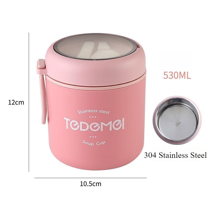 Круглая Изолированная Чашка для Супа из Нержавеющей Стали, Чашка для Завтрака, Чашка для Овсяного Молока, Чашка для Воды, Портативная Мини, для Поездок, для Замены Приема Пищи, Банка для Супа