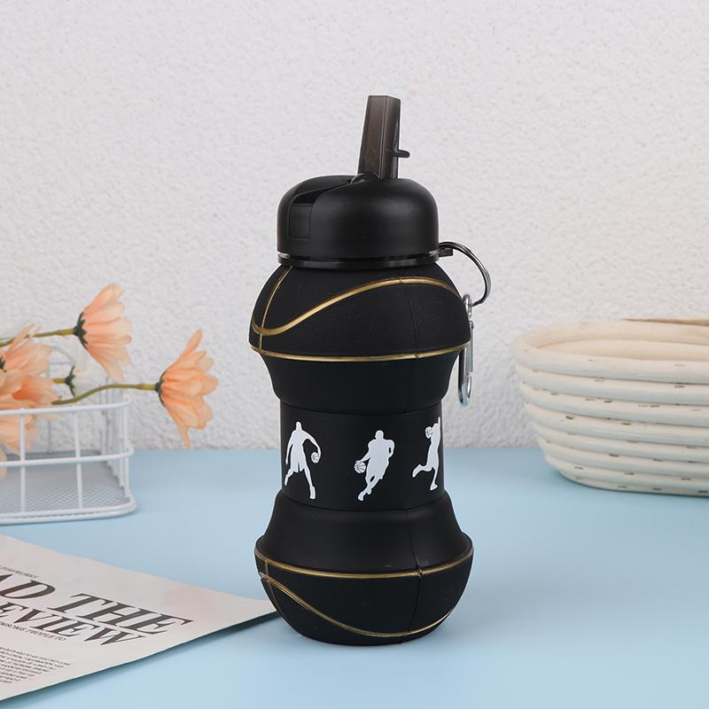 Fold Silicone Water Bottle Outdoor Basketball Football Tennis Golf Baseball Pickleball Leakproof Portable Kids Water Bottle