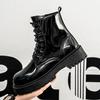 Glossy Black Leather Boots Man Fashion Casual Comfortable Men's Ankle Boots Classic Winter Platform Boots Men Botas Para Hombre