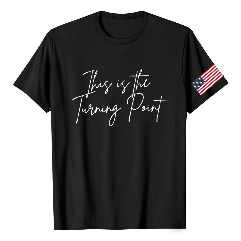 Fashion Round Neck Raglan Short Sleeve Workwear Printed Tops Ladies Summer Tops