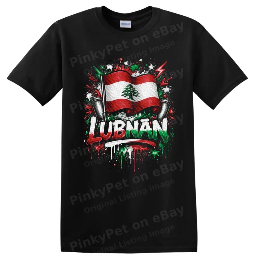 Lebanon Flag T Shirt Cedar Tree Red White Green Patriotic Paint Splash Art