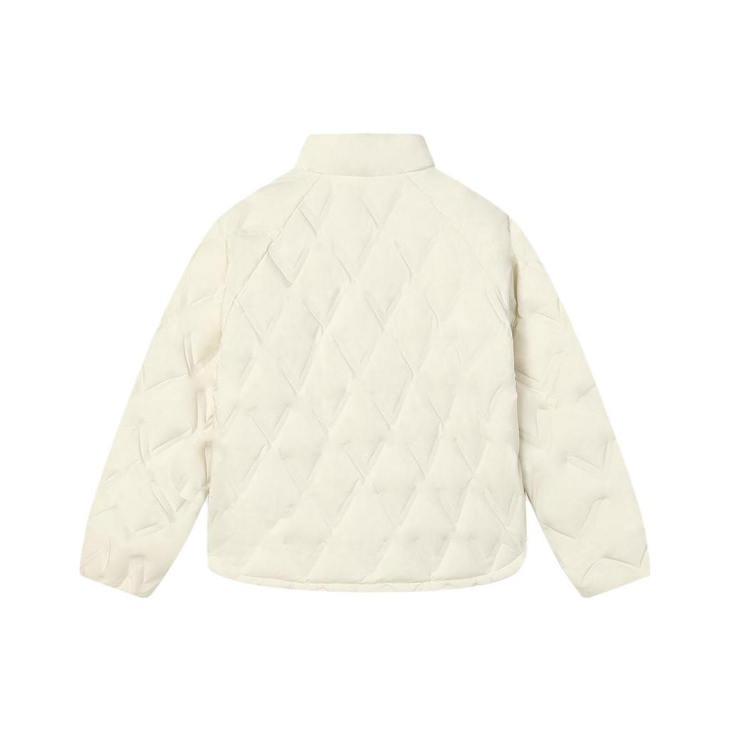 Fila Emerald Solid Color Casual Loose Stand Collar Thin Down Jacket Women Jacket Mist-Lotus-White F11W344927F-IV