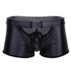Mens Sexy Soft Leather Short Pants For Sex Latex Sheath Underwear Sexy Bottom Male Patent Leather Fetish Boxer Hot Pants Sexi