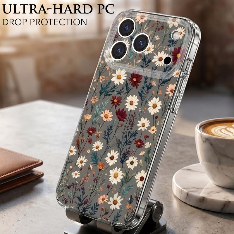 Чехол для iPhone 17 Pro Max Чехол iPhone 16 Pro Max 15 14 13 11 17E 16E Цветочный принт Ромашки Ударопрочный Прозрачный Мягкий ТПУ Силиконовый Чехол