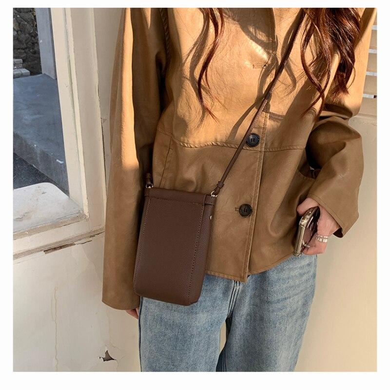 Винтажная сумка для мобильного телефона через плечо, новинка 2023 года, простая портативная вертикальная сумка для мобильного телефона