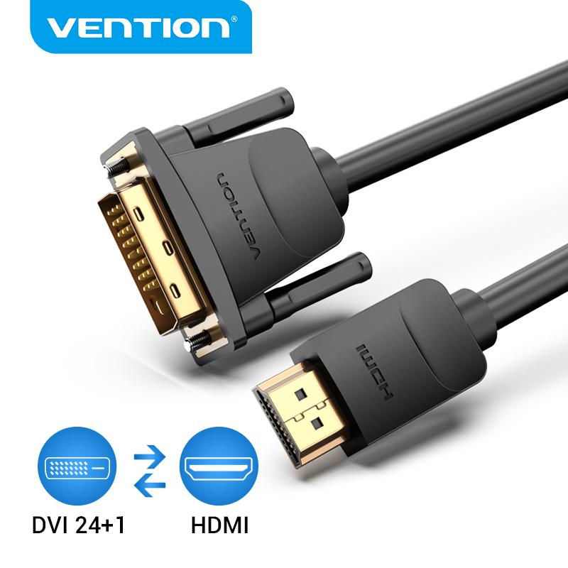 Vention Кабель HDMI-DVI Двунаправленный адаптер DVI-HDMI 24 + 1-контактный преобразователь 1080P «папа-папа» для Xbox HDTV Кабель DVI-HDMI