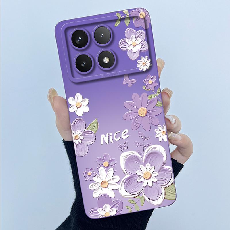 Для Xiaomi Poco X6 Pro 5G Чехол Poco X6Pro Задняя крышка Модный Минимализм Цветочный Мягкий Жидкий Силиконовый Чехол Для PocoX6 Pro Fundas