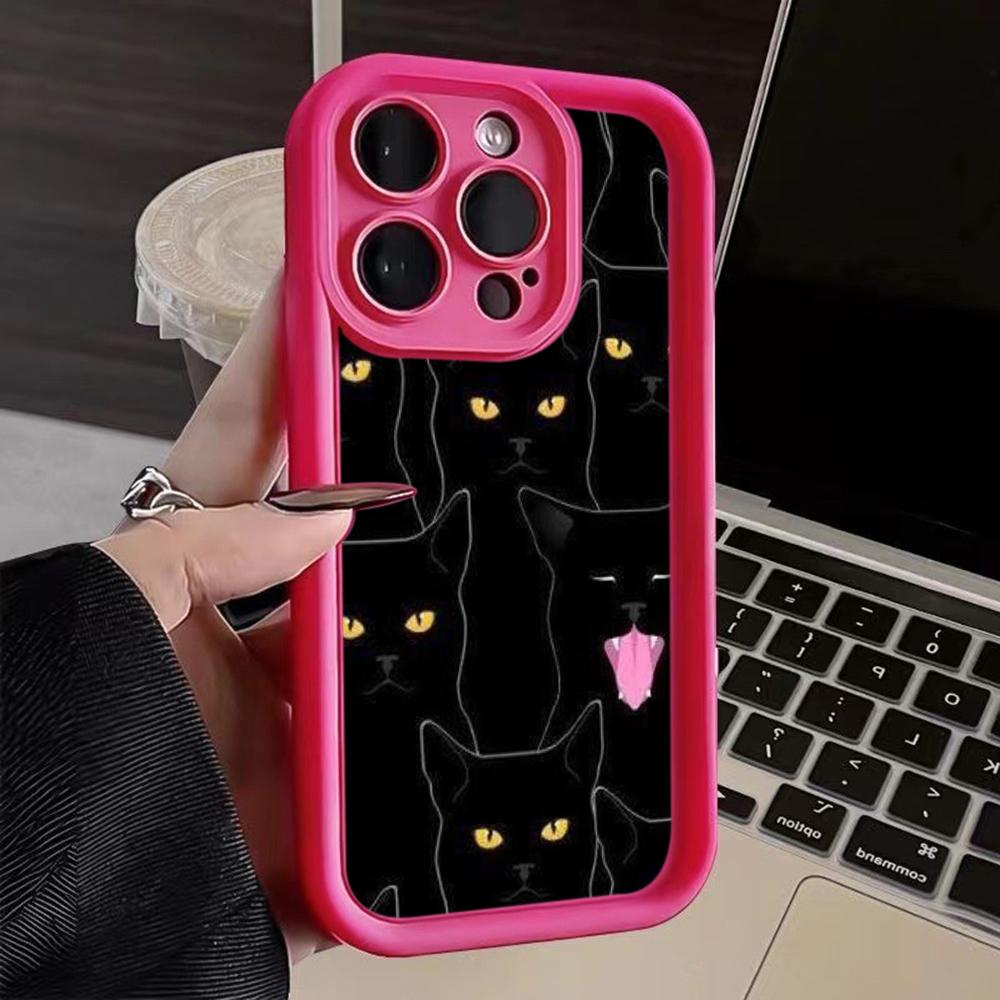 LZ7 мультяшный кот милый силиконовый чехол для телефона iPhone 11 13 14 15 16 Pro Max 7 8 16 Plus 12 mini XS Max XR противоударный чехол на заднюю панель