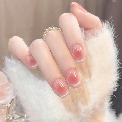 30 шт., элегантные бамбуковые красные квадратные ногти в китайском стиле, короткие глянцевые наращивания ногтей, полное покрытие, салон для дома, для женщин и девочек, набор накладных ногтей