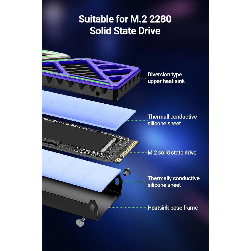 Радиатор для M.2 SSD JEYI 2280 NVME NGFF из магниево-алюминиевого сплава для ПК/PS5, эффективный охладитель с термосиликоновой прокладкой