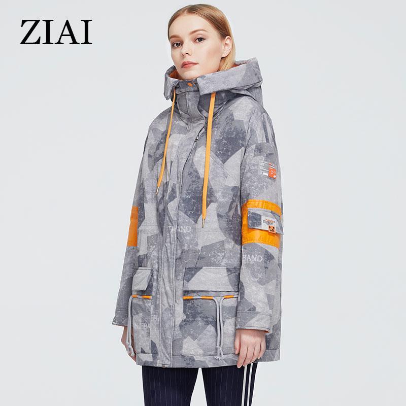 Женская парка ziai, модная женская куртка с карманами, камуфляжная длинная удобная контрастная женская офисная куртка AR-7222