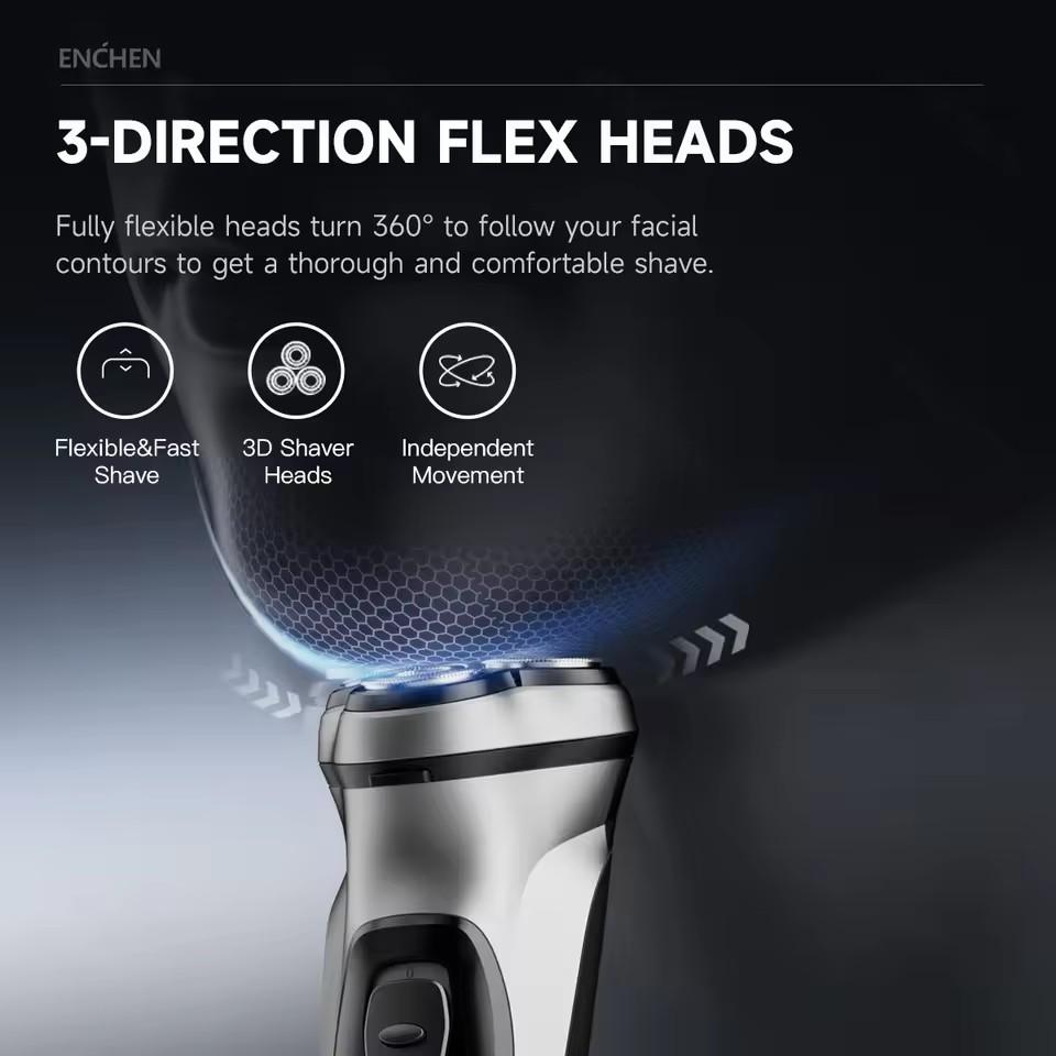 Xiaomi ENCHEN Blackstone Electric Rotary 3D Shaver Type-C Quick Charging Precision Trimmer And Safety Lock Razor