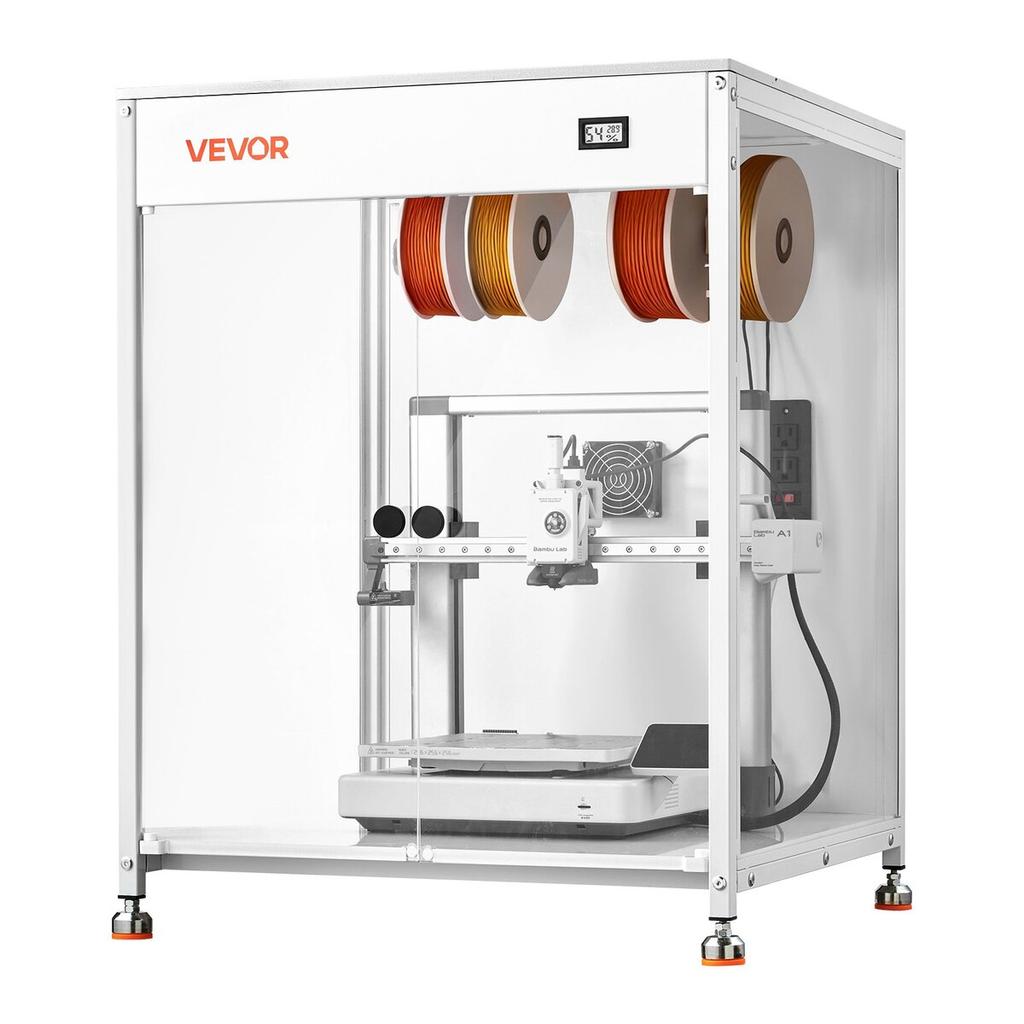 3D Printer Enclosure with Ventilation, Dustproof Waterproof Transparent Acrylic 3D Printer Tent, Constant Temperature Protective Case with LED,