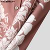 INCERUN Oversized Men Turn-down Collar 3/4 Sleeve Buttons Floral Print Casual Shirts