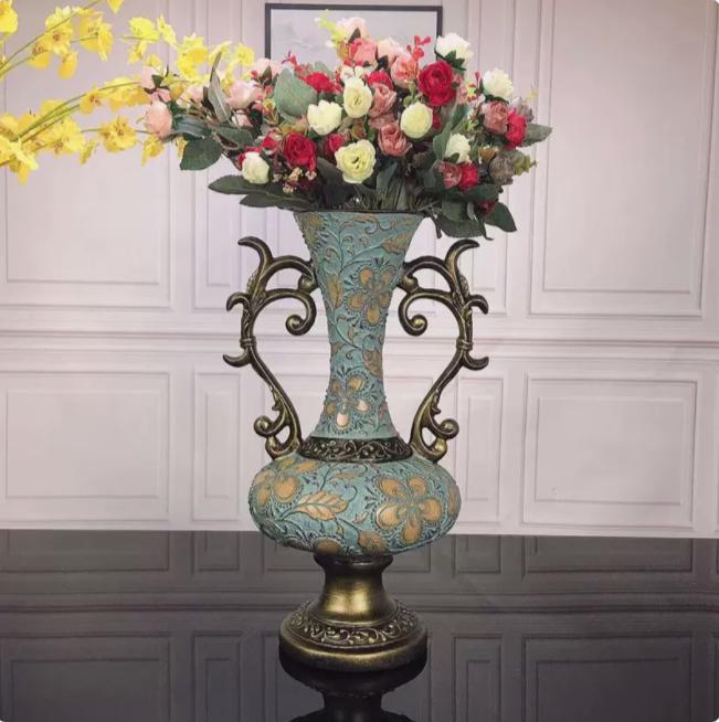 Европейская ретро смоляная ваза, украшение, декор для дома, гостиной, стола, искусственный цветочный горшок, орнаменты, поделки, магазин, отель, клуб, украшения