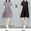 Mid-Length Korean Style Loose Plus Size Maternity Shirt Dress - Short Sleeve Summer Wear