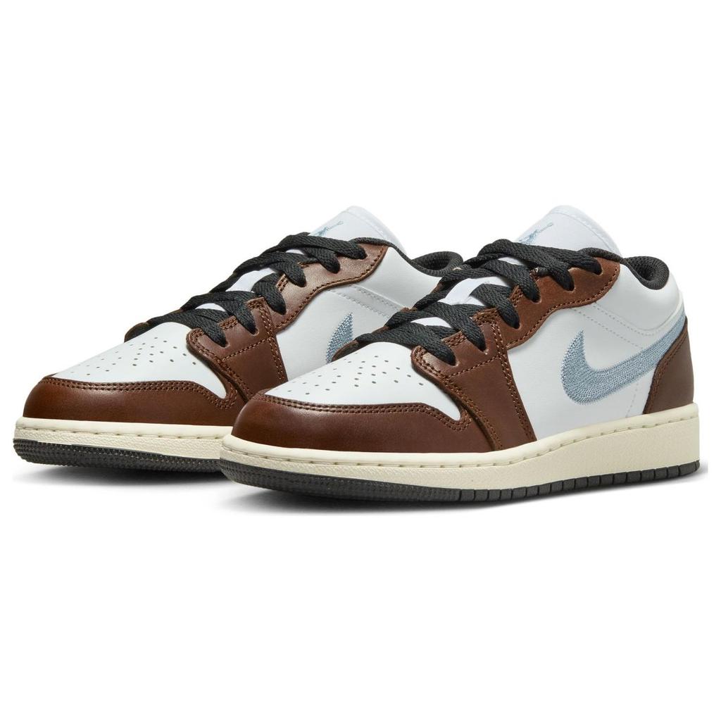 Детские кроссовки Air Jordan 1 Low SE GS Mocha Blue Grey White Black Sail FQ8156-142
