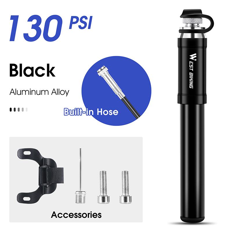 WEST BIKING Portable Bike Pump Aluminum Alloy Bicycle Air Pump Tire Inflator Schrader/Presta Universal Road Cycling Accessories