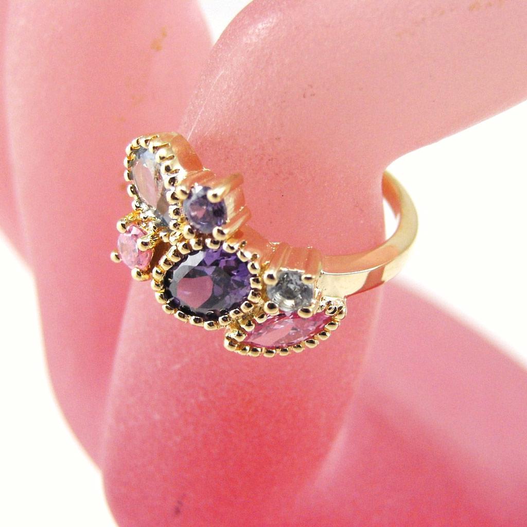 Пурпурное розовое синее позолоченное кольцо 'Merveilles'