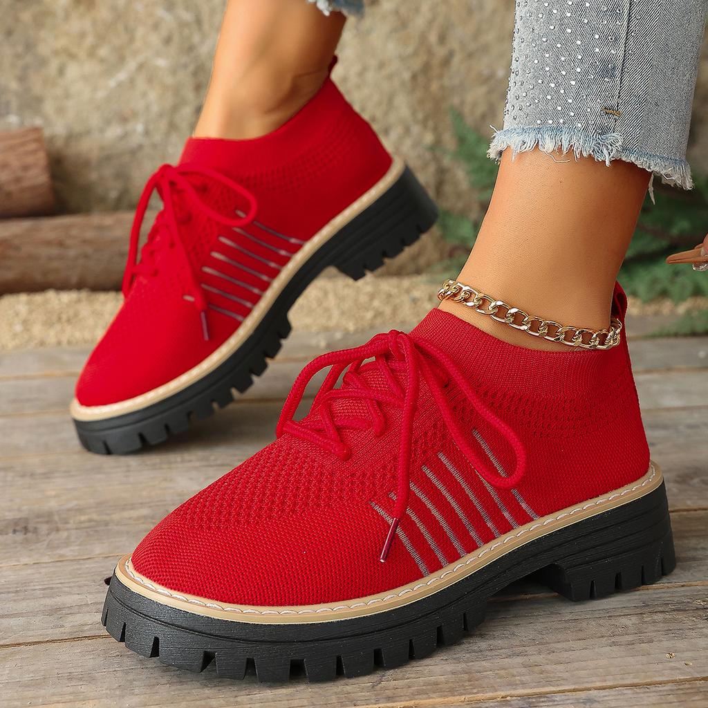Plus Size Shoes for Women 36-43 Summer Spring 2026 Women Mesh Breathable Comfortable Lace Up Platform Flats Sneakers Women