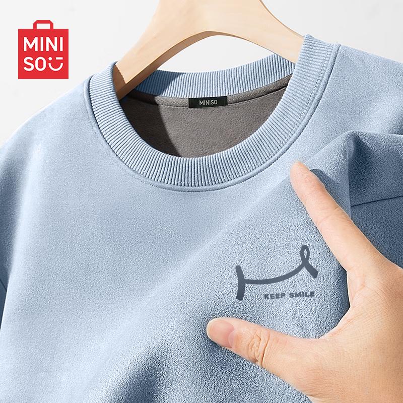MINISO Мужской пуловер с круглым вырезом из замшевого флиса