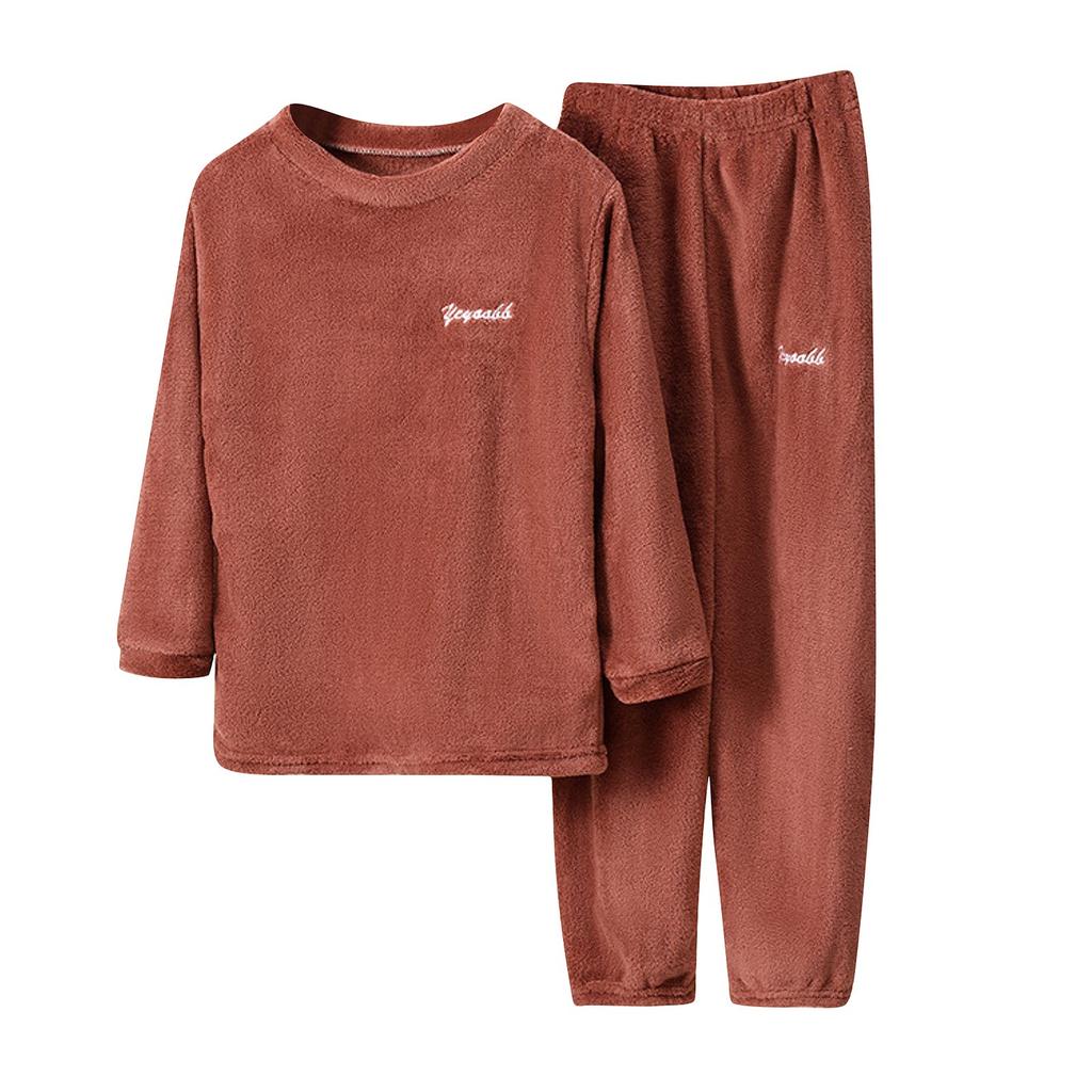 Детский коралловый бархатный пижамный комплект Детская домашняя одежда для лица