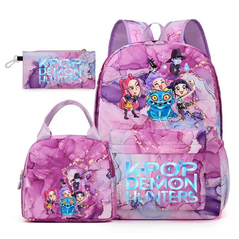 Korean Drama Inspired School Backpack Set With Lunch Bag Pencil Case Teen Girls Nylon 13-inch Laptop Compatible