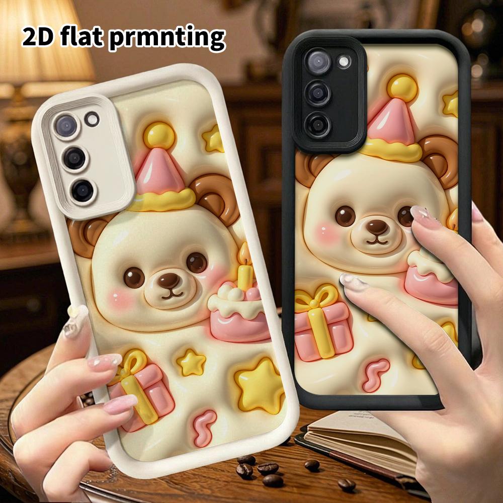 Phone case: 2D flat, compatible with Samsung Galaxy A34 A35 M05 M06 S20 S22 S21 FE Plus 5G protective cases, birthday little bear, perfect Christmas a