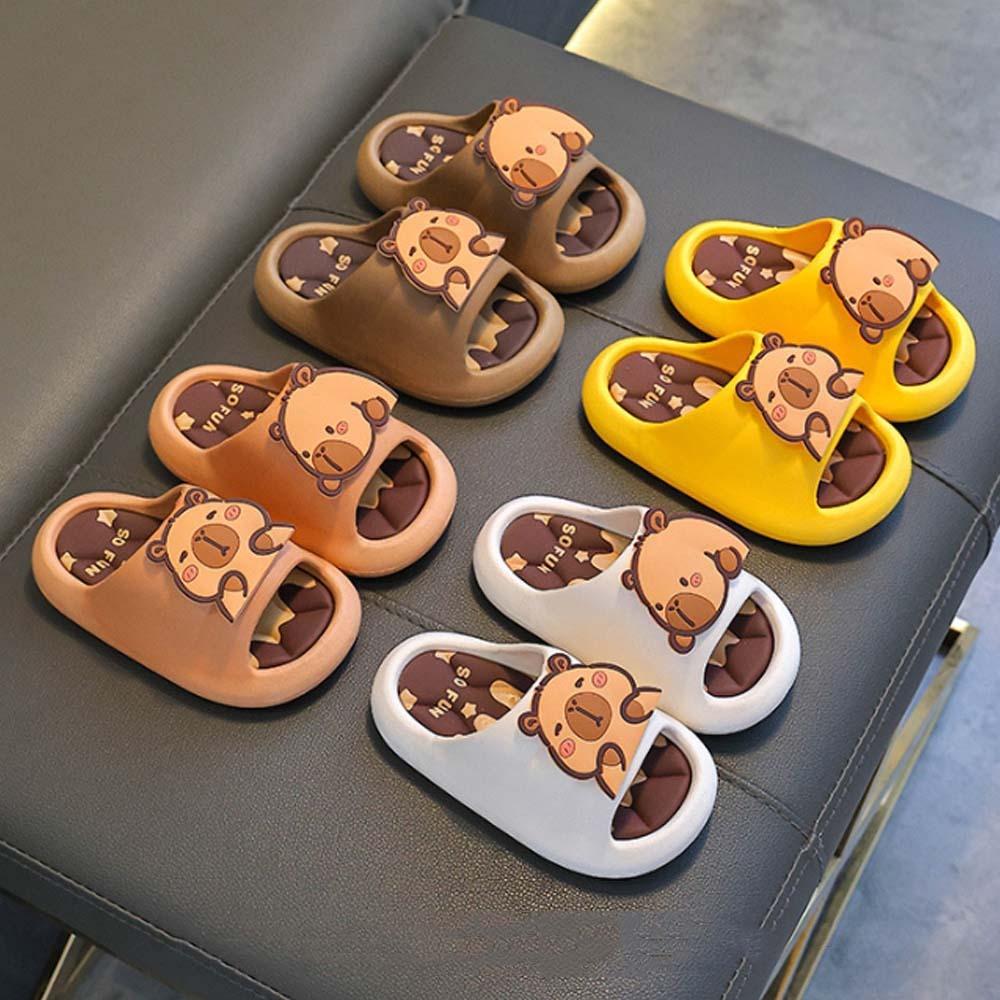 Симпатичные тапочки из ПВХ в виде капибары, противоскользящие детские сандалии для ванной, тапочки с изображением животных из мультфильмов