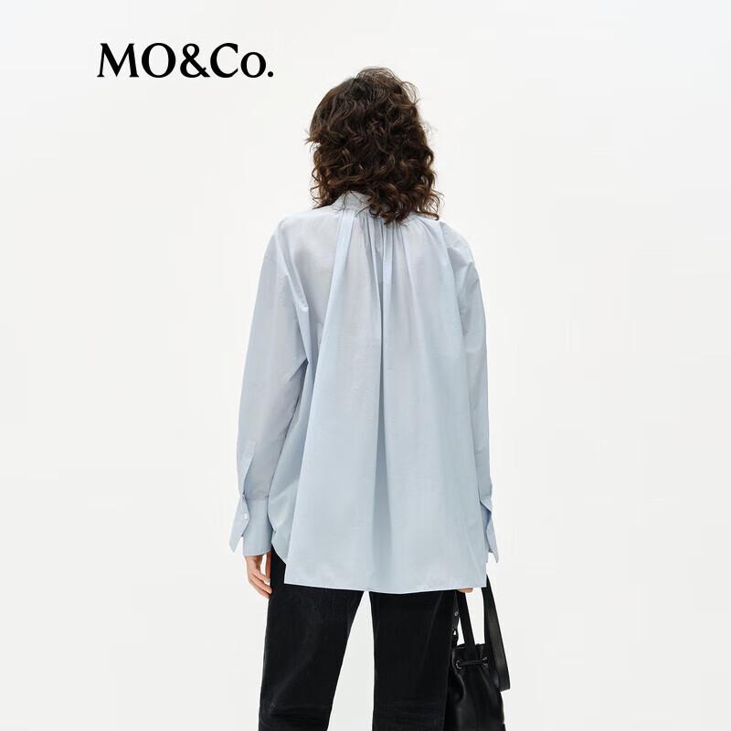MO&Co. Stand Collar Pleated Dropped Shoulder Shirt