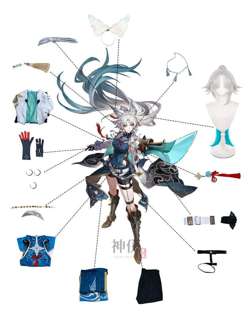 Feixiao Cosplay with Wig General Star Rail Cosplay Costume Adult Costume Cultural Festival Event Costume Stage Clothes Feixiao Cosplay [Kanzu Ryohin]