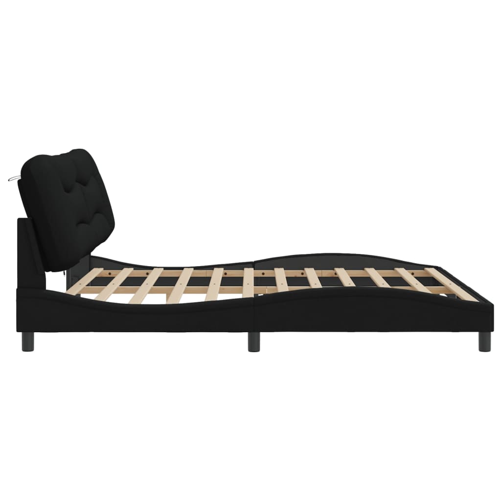 LED Bed Frame without Mattress Hvar Black 200x200 cm Fabric