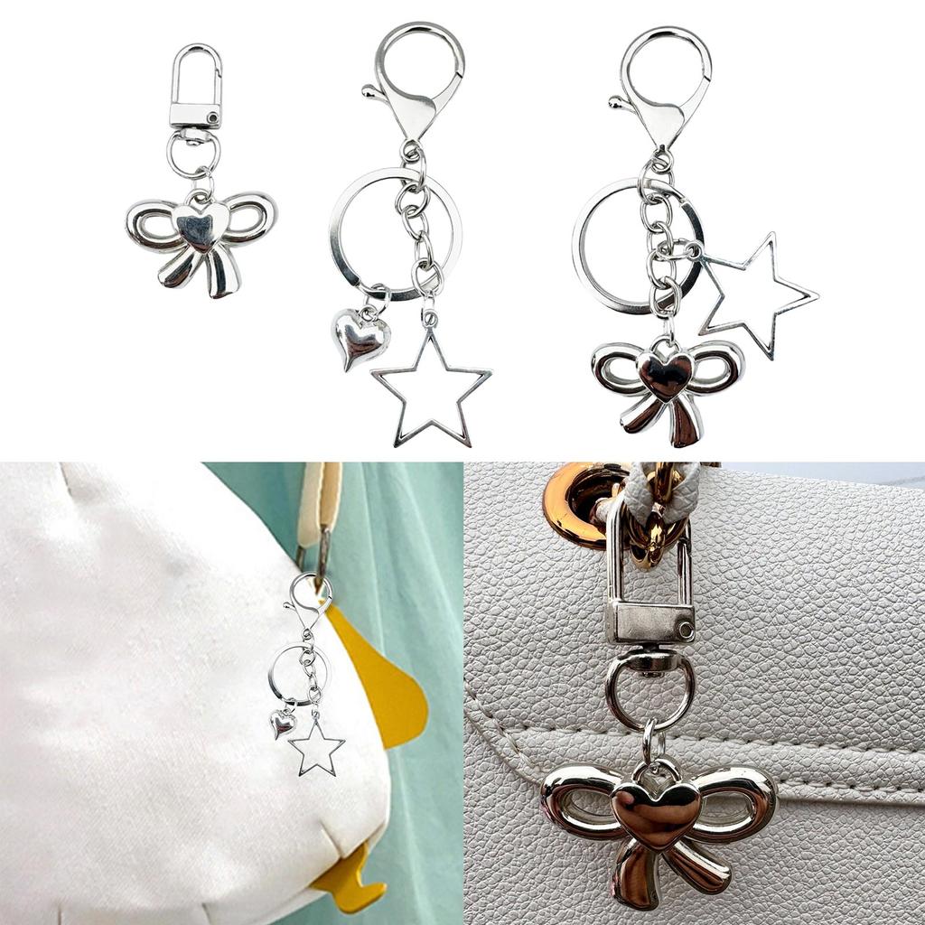 Bowknot/Heart/Star Pendant Pendant Keychain Stylish Keyring for Women Girls Bag Charm Elegant Purse Backpack Accessory