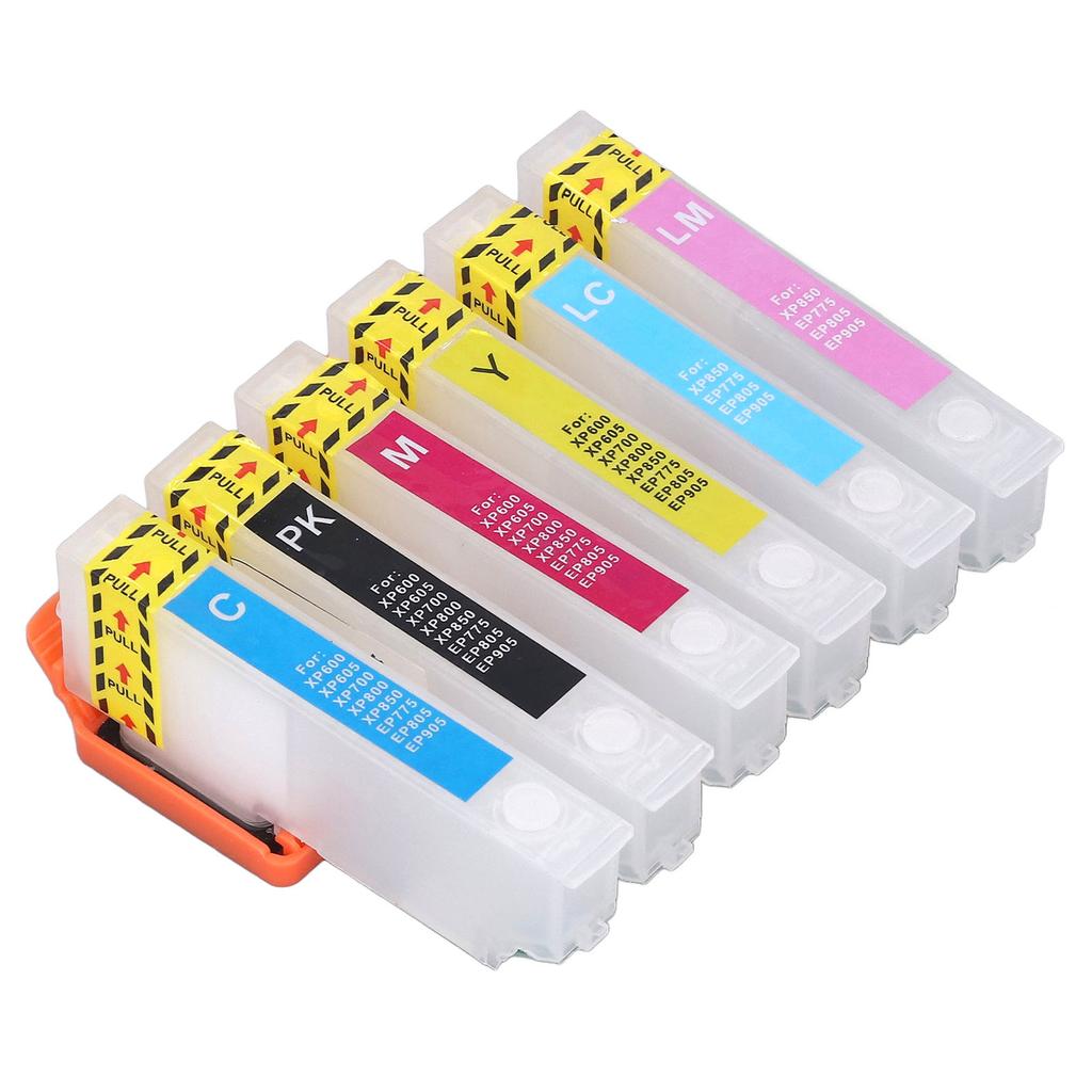 6 Pcs Ink Cartridge Reusable Black Cyan Magenta Yellow Light Cyan Light Magenta Printer Refill Ink Cartridge
