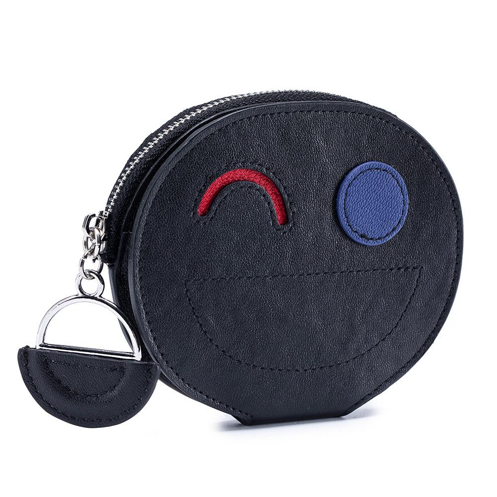 New Cute Smiley Face Change Bag Female Creative Card Bag Vegetable Tanned Cowhide Small Wallet Premium Storage Bag