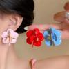 Exaggerated Red Flower Earrings Vintage Statement Earrings Party Holiday Jewelry for Women & Girls
