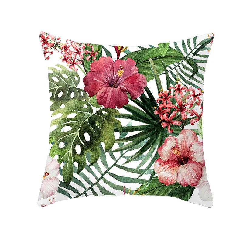Tropical Pillow Cover Polyester Printed Leaf Cushion Case Sofa Home Decor xcm Bedroom Living Room Throw Pillowcase Gift