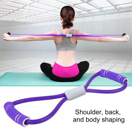 Portable Elastic Resistance Band with Anti-slip Handles for Shoulder, Back, and Body Strength Training and Stretching