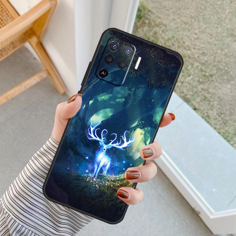 Starry Sky Deer Case For Oppo A60 A80 A40 A17 A57 A77 A74 A54 A94 A78 A98 A18 A38 A58 A96 A76 A16 A15 A5 Pro