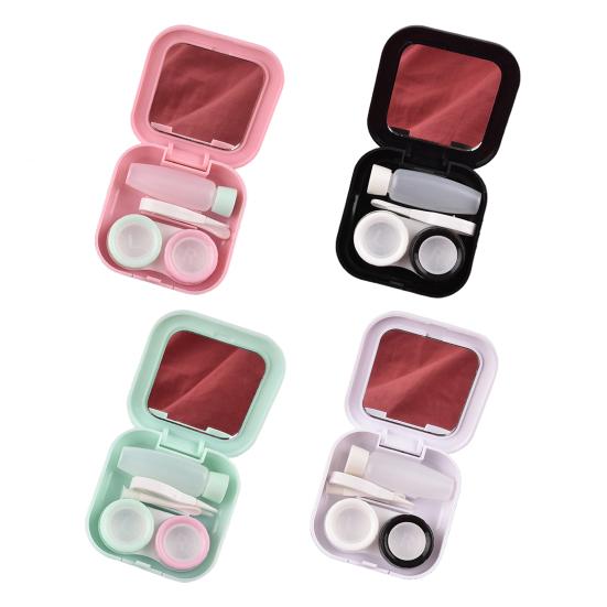 Футляр для контактных линз, удобный для путешествий, яркий цветной прозрачный принт, набор контейнеров для контактных линз с бутылочкой для раствора, пинцетом для использования на открытом воздухе