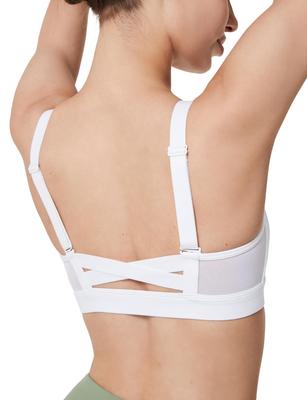 Спортивный бюстгальтер Yvette с сетчатыми регулируемыми панелями размера XL для женщин, перекрещенной спинкой, бретелями, быстросохнущий, влагоотводящий, с чашками, белый,