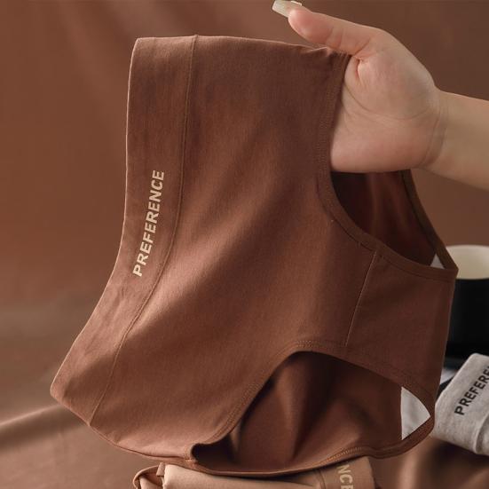 Women Underpants Mid Waist Solid Color Cotton Butt-lifted Breathability Elastic Quick-drying Sport Casual Briefs